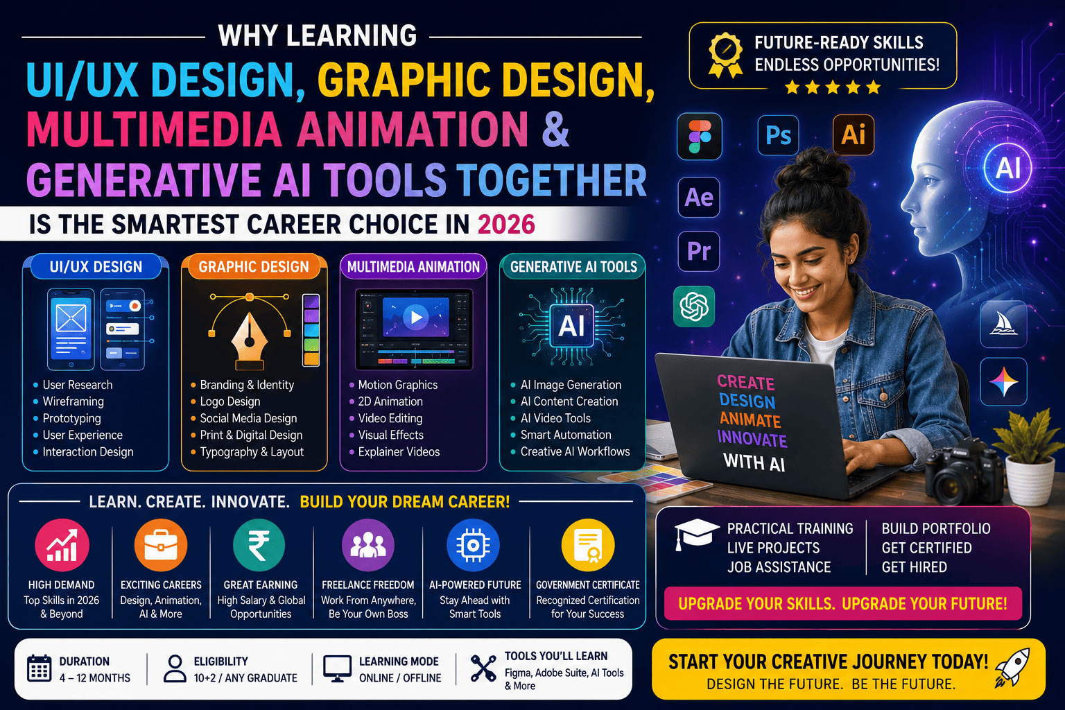 Why Learning UI/UX Design, Graphic Design, Multimedia Animation & Generative AI Tools Together Is the Smartest Career Choice in 2026