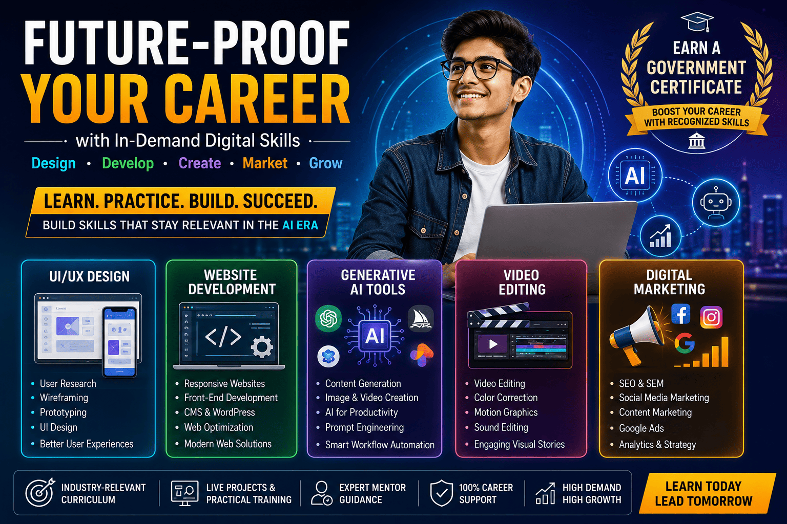 Future-Proof Your Career with UI/UX Design, Website Development, Generative AI Tools, Video Editing & Digital Marketing Skills (2026 Guide)